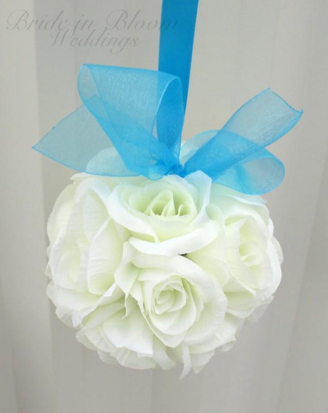 Wedding Flower Balls Pomander White Turquoise Wedding Decorations