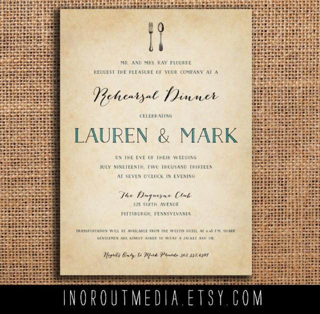 Rustic Rehearsal Dinner Invite Rehearsal Dinner Invitation Rustic Fork And Spoon Rehearsal Dinner Wedding Rehearsal Couples Shower 2237421 Weddbook