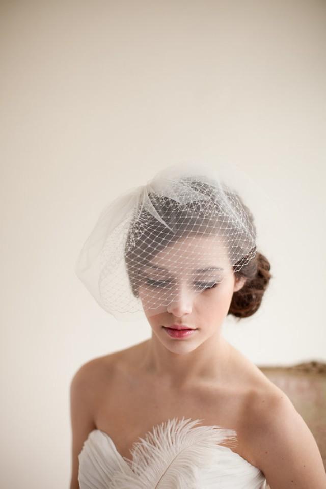 Double Layer Birdcage Veil, Blusher Veil, Tulle Veil, Wedding Veil