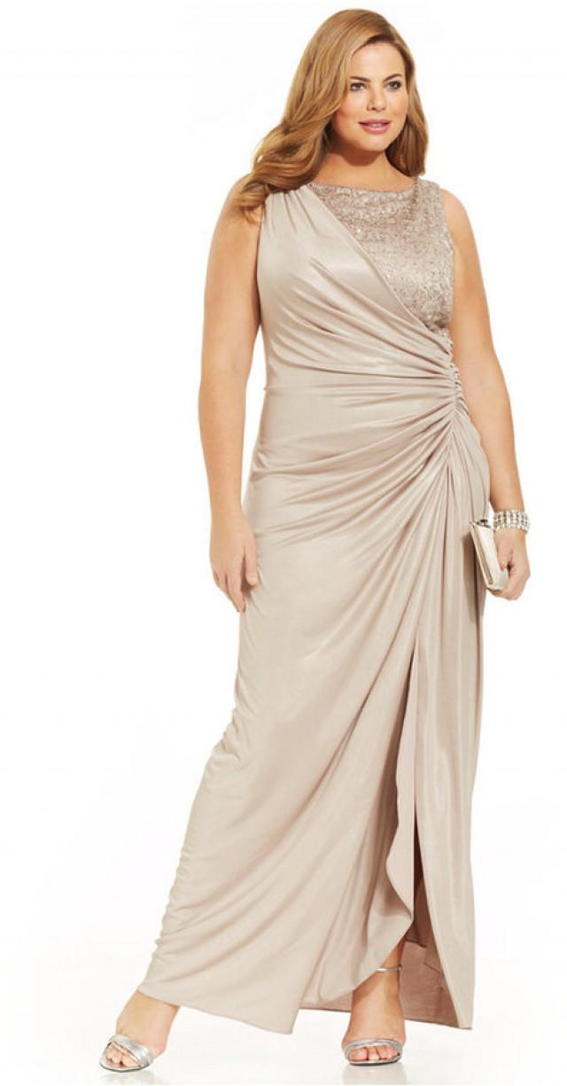 adrianna papell plus size metallic chiffon gown