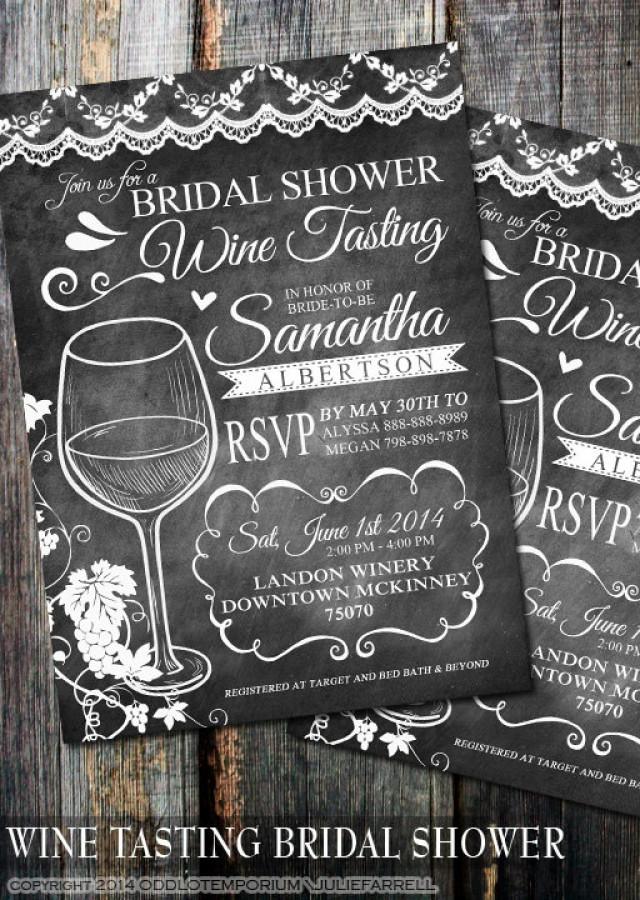 Any Color Chalkboard Wine Tasting Bridal Shower Invitations Digital Any Color Chalkboard Wine Tasting Bridal Shower Invitations Digital
