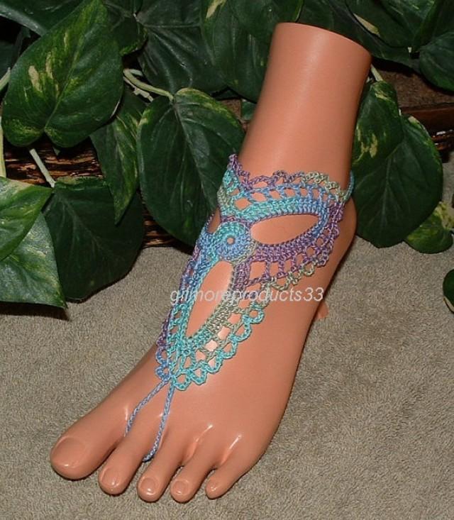 Crochet Barefoot Sandals, Beach Barefoot Sandals, Nude Shoes, Foot Jewelry, Beach Wedding 