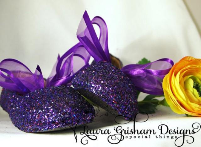 purple flower girl shoes