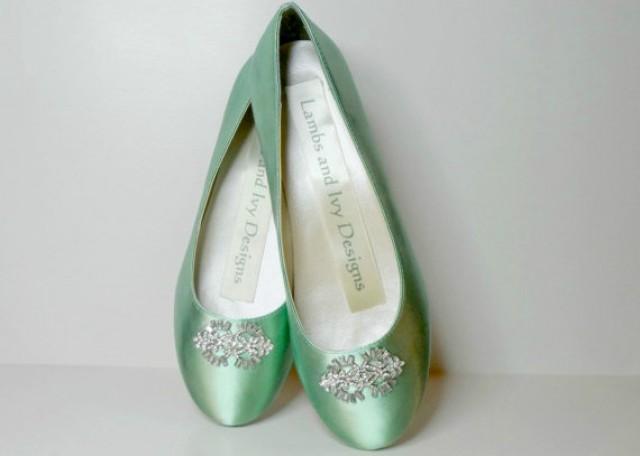 green flat wedding shoes