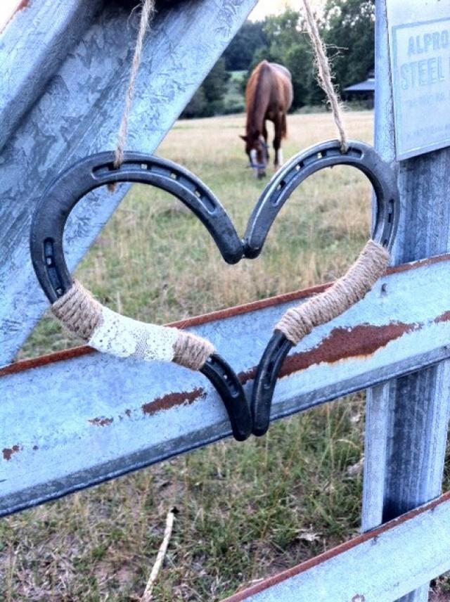 Rustic Chic Wedding Heart Horseshoe Decoration Horseshoe Heart