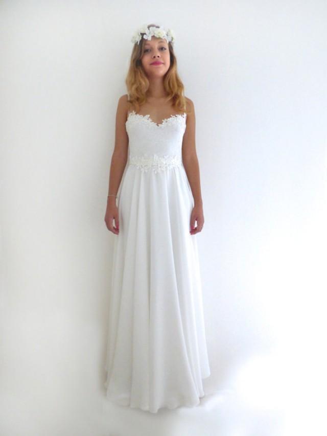 Image for simple chiffon wedding dress low back