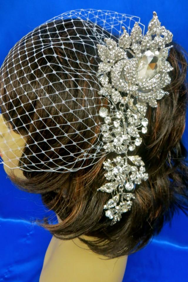 Bridal Comb Veil, Wedding Comb Veil, Crystal Comb Veil, Rhinestone Comb