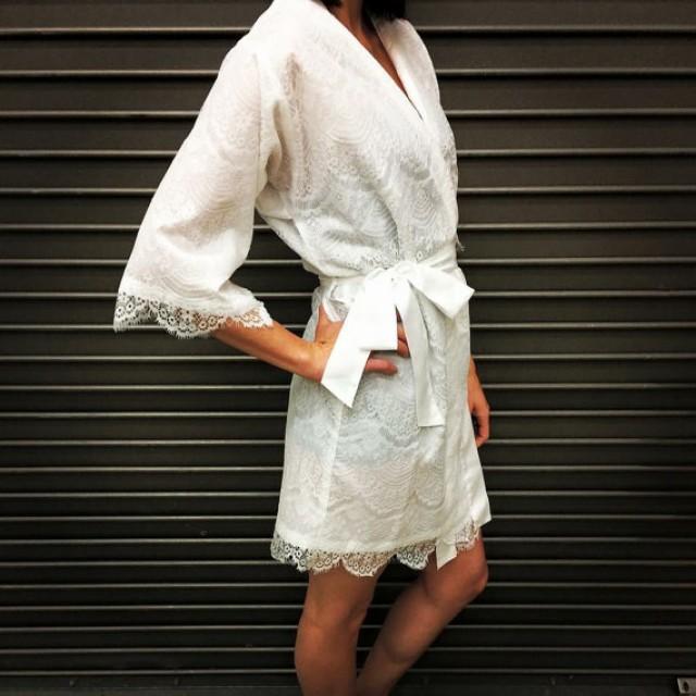 Lace Wedding Robe Bridal Robe, White Robe, Lace Robe, White Lace Robe