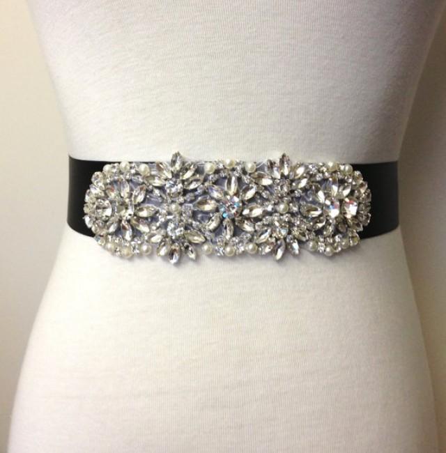 Evening SashBlack SashBridal SashRhinestone SashWedding Dress Sash