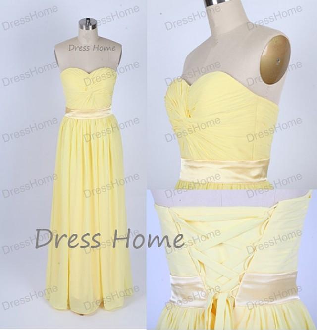 Sweetheart Yellow Bridesmaid Dresses/Long Prom Dress/Corset Prom Dress