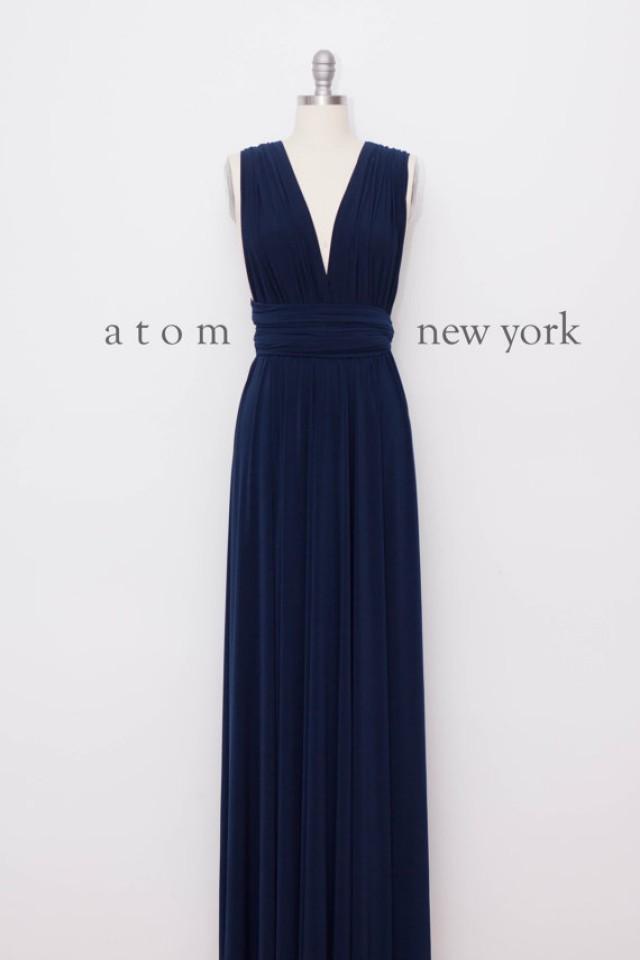 Navy Blue Floor Length Ball Gown Long Maxi Infinity Dress Convertible