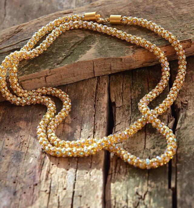 Wedding Jewelry, Weddings Rhinestone Necklace, Gold Sparkle Jewelry, Bridal Necklace, Chunky