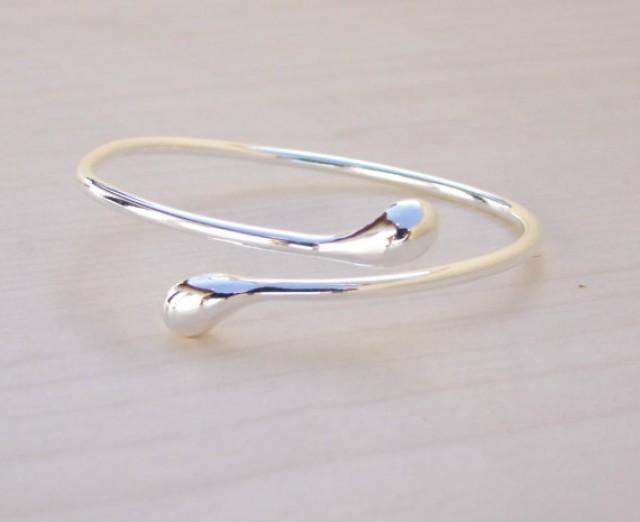 Bangle Bracelet, Delicate Bridal Bracelet, Silver Cuff, Upper Arm Cuff