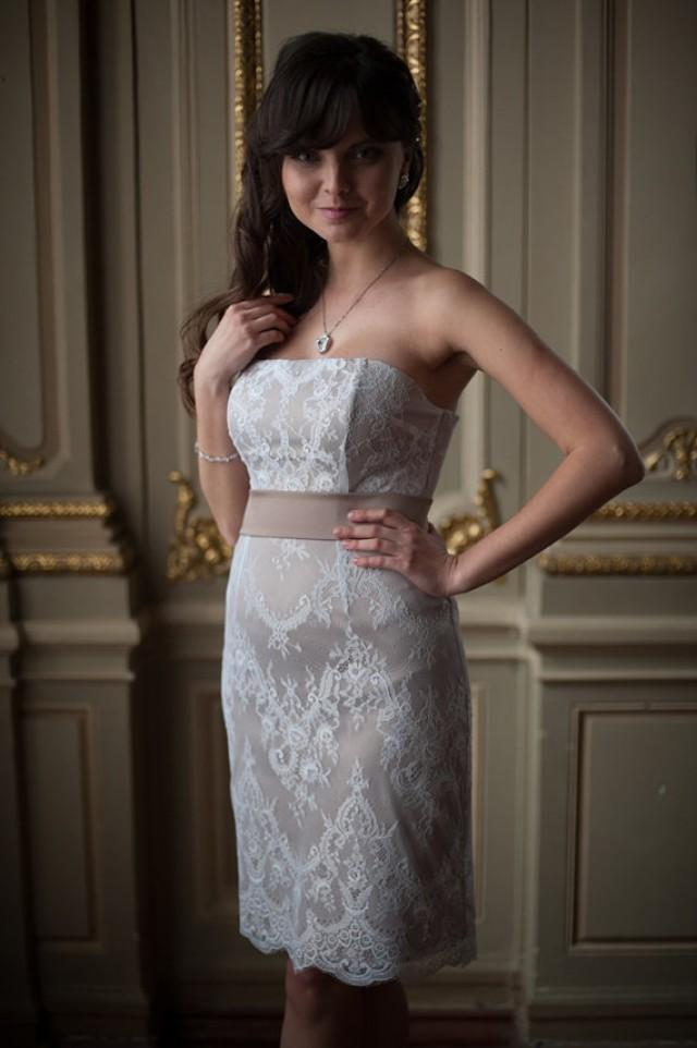 Fitted Style Lace Short Wedding Dress, Short Wedding Gown, Lace Wedding