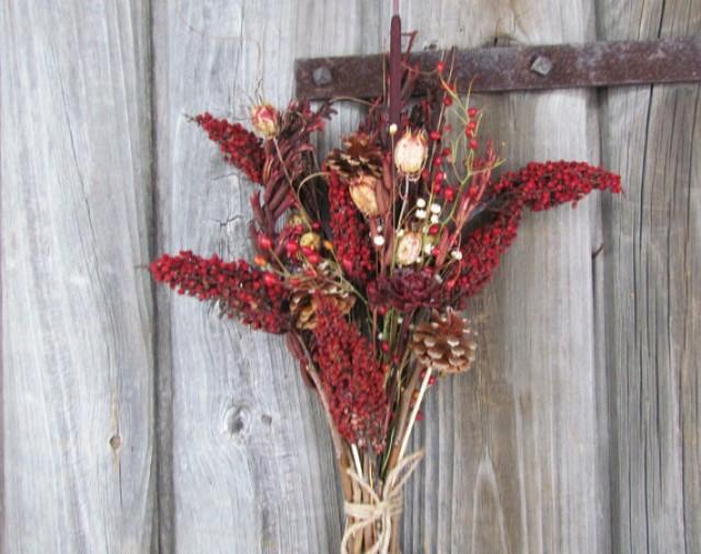 Dried Flower Bouquet Arrangement Sumac Love In A Mist Sweet Everlasting