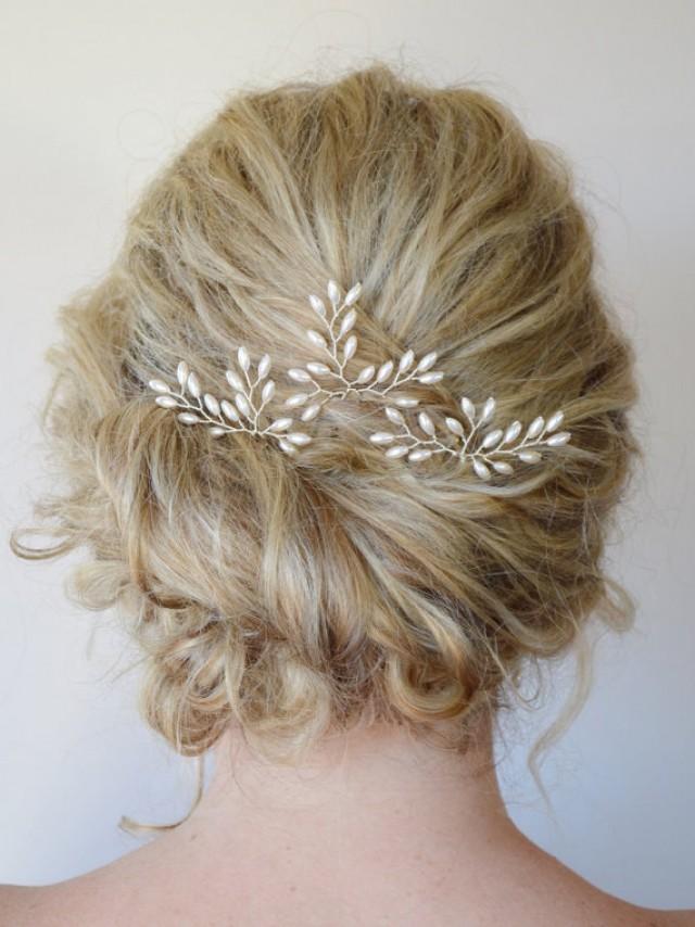 Wedding Hair Accessories, Bridal Hair Pins, Rice Pearl Hair Pins