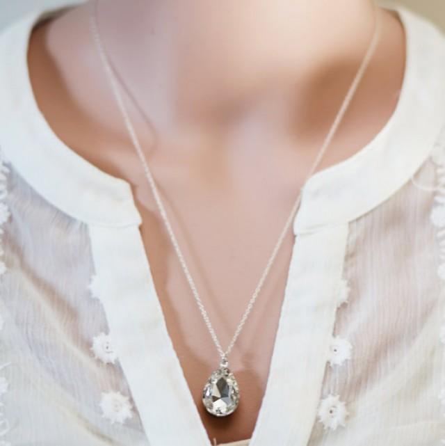 Silver Wedding Crystal Teardrop Necklace 2242264 Weddbook