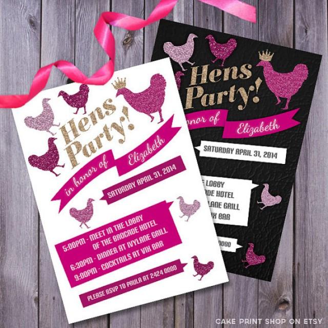 Hen Party Invite Hens Invitation Hens Printable Bachelorette Party Glitter Hens Invite