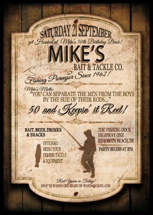 Mens Birthday Party Bachelor Retirement Fish Fry Invitation