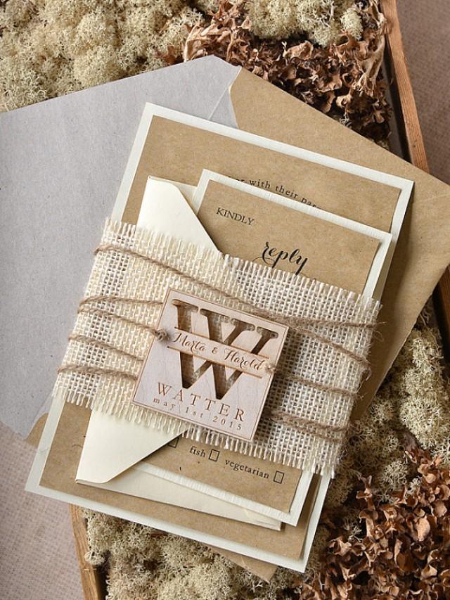 Custom Listing (20) Rustic Wedding Invitation, Burlap Wedding