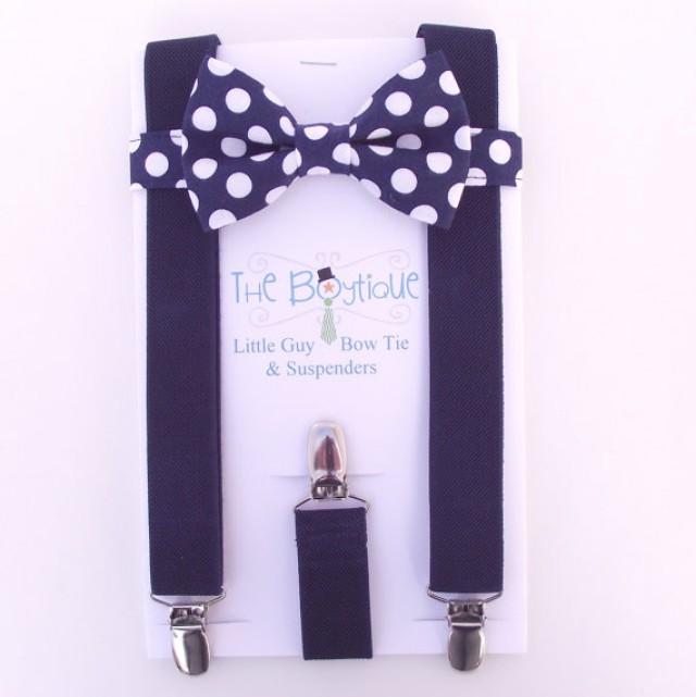 Navy Bow Tie And Suspenders Navy Polka Dots, Navy Bow Tie, Navy