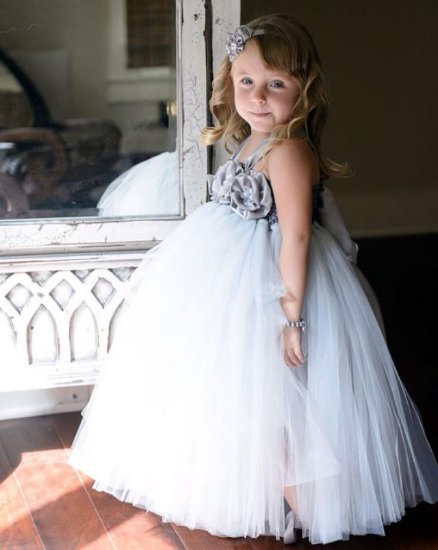 Flower Girl Dress Grey Ivory Tutu Dress Baby Dress Toddler Birthday