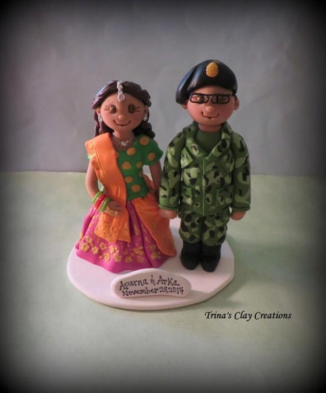 Wedding Cake Topper, Custom Cake Topper, Bride And Groom, Military