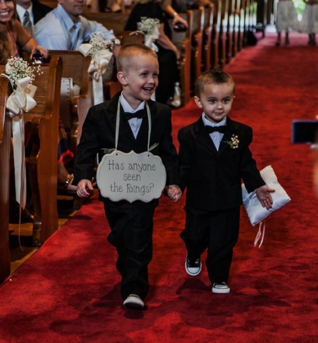 Has Anyone Seen The Rings Wedding Signage / Wooden Ring Bearer Sign