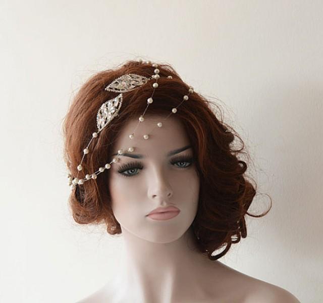 Bridal Hair Accessories, Rhinestone And Pearl Headband, Wedding Hair
