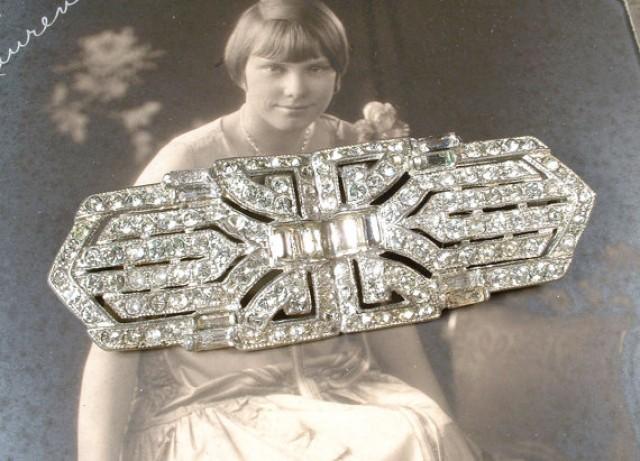 Art Deco HAIR CoMB OR Brooch, Original 1920 Vintage Clear