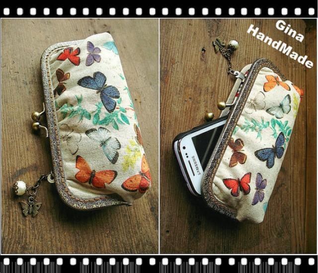 Vintage Butterfly Iphone Case // Coin Metal Purse / Wallet / Pouch