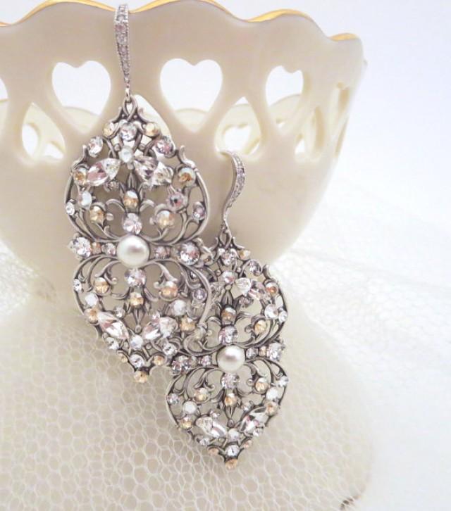 Chandelier Wedding Earrings, Crystal Bridal Earrings, Wedding Jewelry, Swarovski Earrings