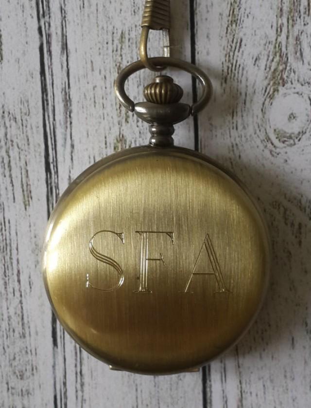 Pocket Watch, Engraved Pocket Watch, Personalized Pocket Watch, Brass