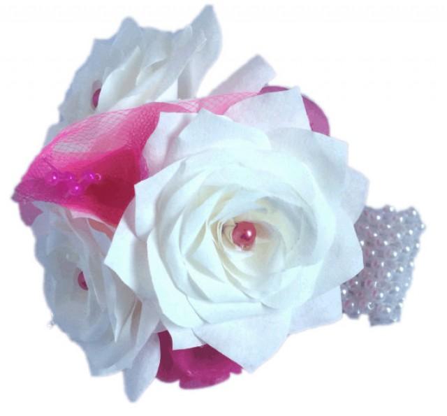 Hot Pink Corsage, White Corsage, Prom Corsage, Fake Flower Corsage