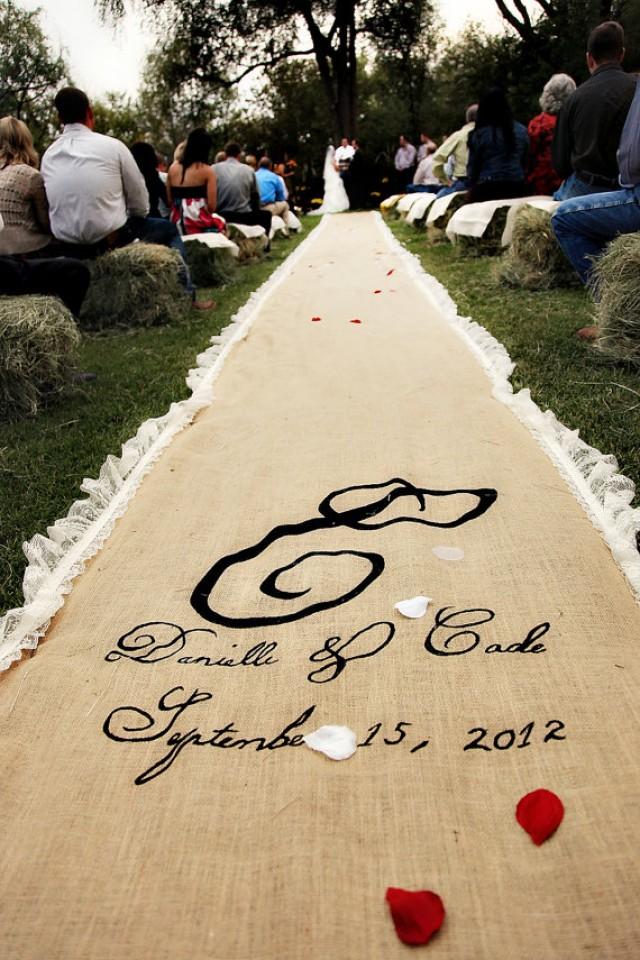 Lace Wedding 40ft Burlap Aisle Runner With Lace Trim 2244814 Weddbook