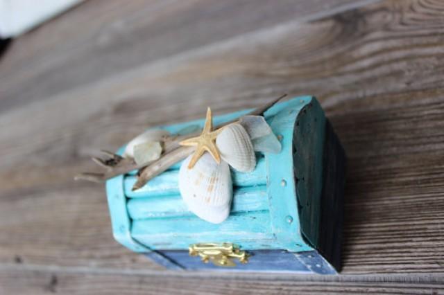 Nautical Treasure Chest Coastal Jewelry Box Ring Bearer Photo