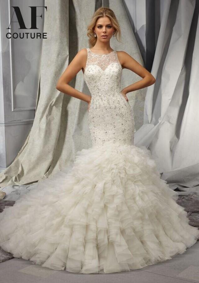 Exquisite Mermaid Wedding Dresses 2015 Heavy Beaded Sheer Court Covered