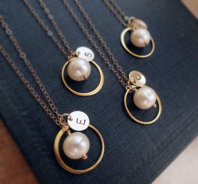 Bridal Jewelry Gift Set Of SIX Gold Necklaces For Bridesmaids