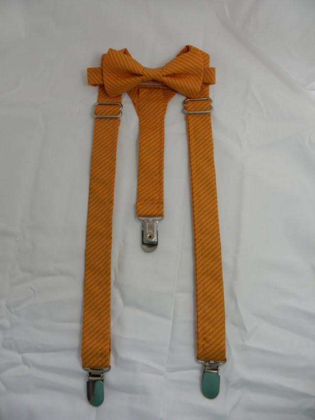 ON SALE Tangerine Orange Suspenders And Bow Tie Set Sizes Newborn
