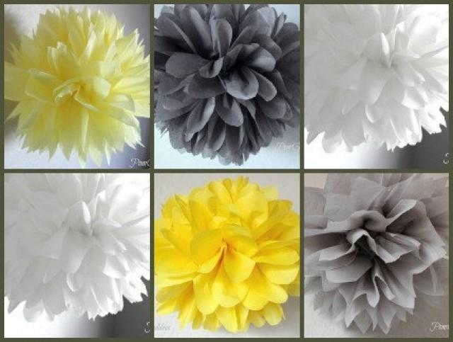 10 Yellow And Gray White Wedding Reception Decorations Tissue