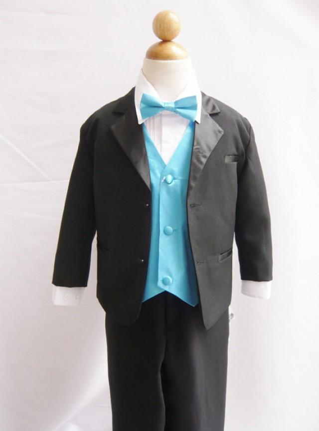 Boys Tuxedo Set Boys' Black Tuxedo Suit With Purple Vest Sharp
