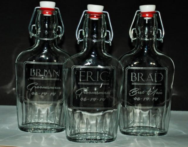 8 Custom Glass Flasks 8.5 Oz., Glass Flask, Personalized Flask