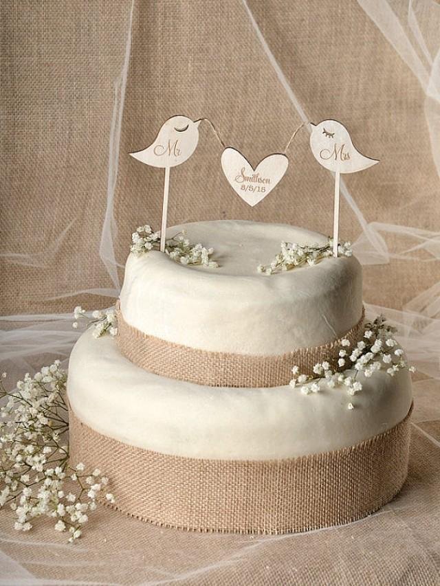 Rustic Cake Topper Wood Cake Topper Monogram Cake Topper Lovebirds 