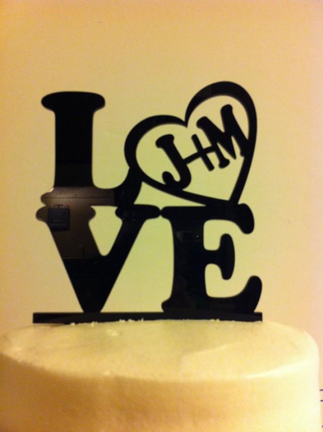 Love, Heart, Initials Acrylic Wedding Cake Topper 2246295 Weddbook