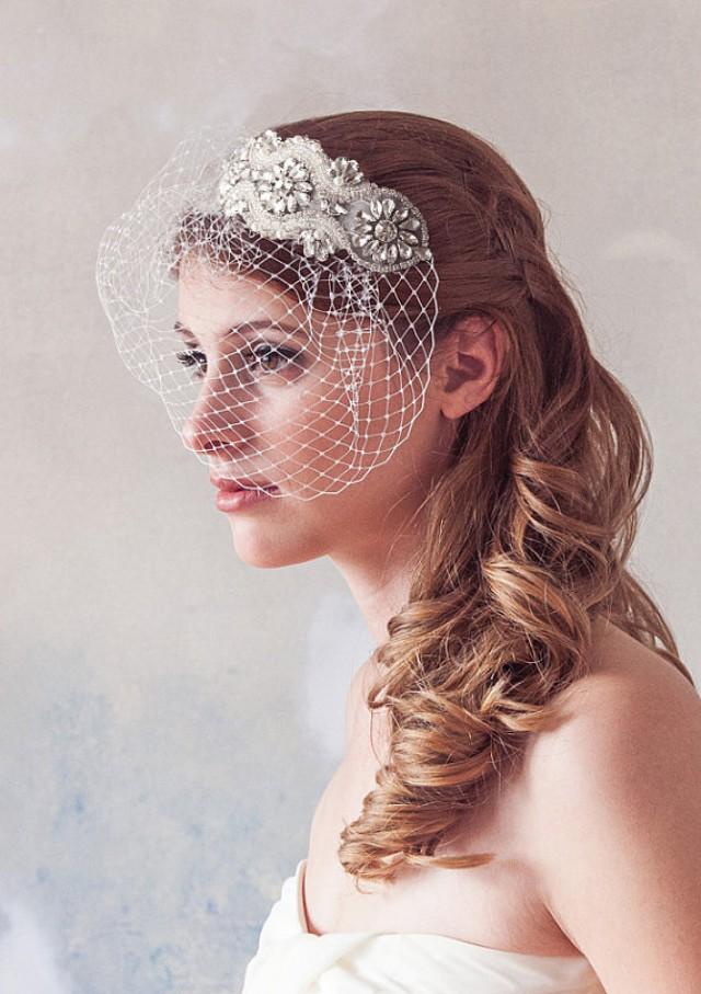 Birdcage Veil, Rhinestone Veil, Crystal Veil, Rhinestone Blusher Veil