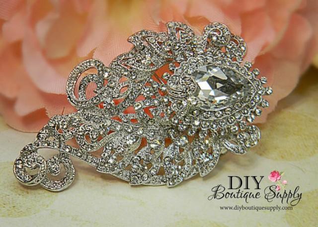 75mm  or 3 inch 1 Crystal Rhinestone Brooch for Wedding Bridal Sash Cake Decoration Gift Box  Shoe Clip Ring Pillow BRO-014