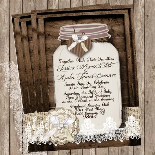 Burlap and Wood Rustic Bridal Shower Invitation-Rustic-Fall-Printable-Digital-5x7-Customizable