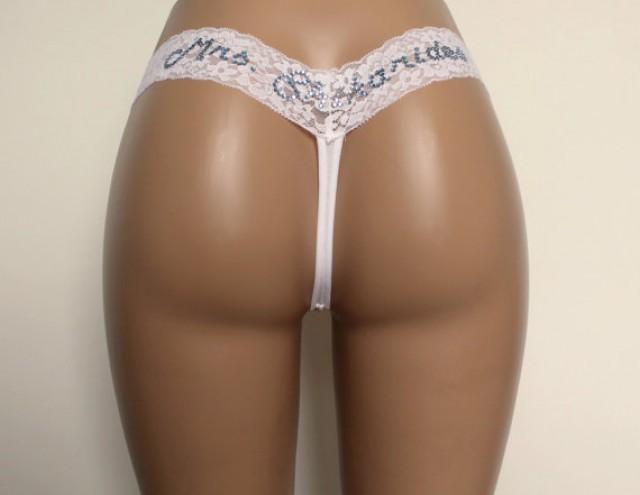 Sexy Lace Jeweled Bridal Thong White Bridal Lingerie Wedding