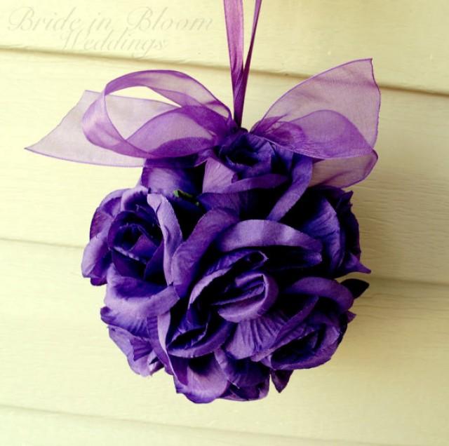 Wedding Flower Balls Pomander Purple Flower Girl Kissing Ball Wedding