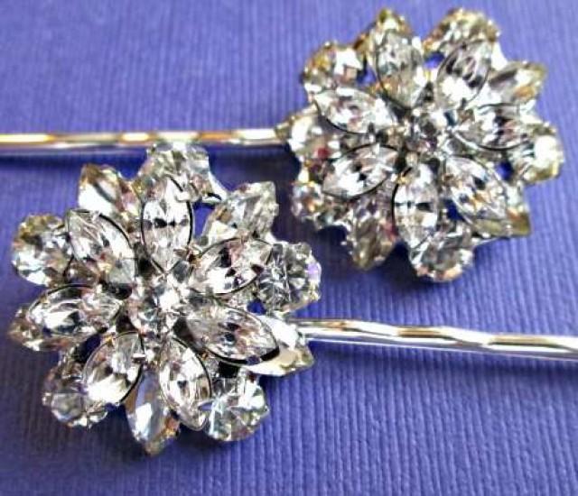 silver flower hair pins
